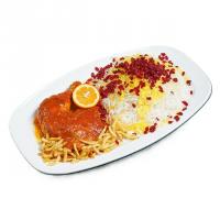 زرشک پلو با مرغ سس پز