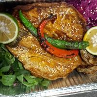 چلو ماهی قزل آلا سرخ شده