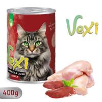 کنسرو گربه بالغ وکسی طعم جگر و مرغ 400 گرمی 