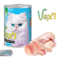 کنسرو گربه بالغ وکسی طعم مرغ و ماهی 400 گرمی 