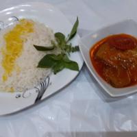 چلو خورشت بادمجان بدون گوشت