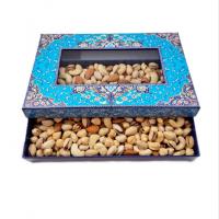 جعبه مینای پنجره دار کادویی محتوا 900 گرم آجیل چهار فصل خام کد 6036