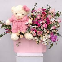 باکس گل خرس صورتی بزرگ