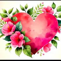 کارت پستال آب رنگ طرح قلب