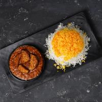 چلو خورشت قیمه بادمجان وگان