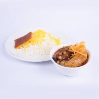 چلو خورش غوره بادمجان با گوشت