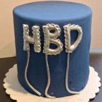 کیک فوندانت HBD سرمه ای
