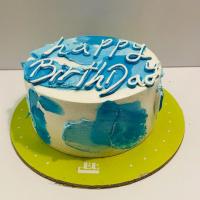 کیک خامه ای سفید آبی طرح happy birthday