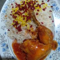 زرشک پلو با مرغ سس پز