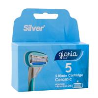 تیغ یدک ۵ لبه گلوریا ۵ زنانه آبی بسته ۴ عددی ـ سیلور