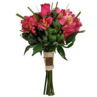 دسته گل رز و آلسترومریا