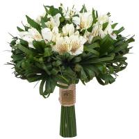 دسته گل آلسترومریا سفید 10 شاخه تزیین شده