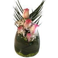 شیشه گل رز هلندی لب صورتی