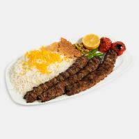 چلو کباب کوبیده معمولی سه سیخ