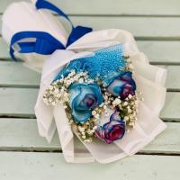 دسته گل رز آبی مدل مینیمال