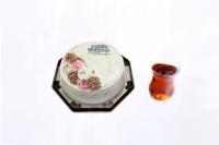 کیک  گرد طلایی گل دار مینی