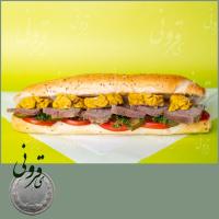 ساندویچ مغز و زبان (نان باگت)