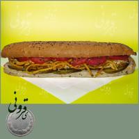 ساندویچ ماکارونی ومرغ (نان باگت)