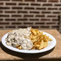 سیب زمینی سرخ شده با سس قارچ