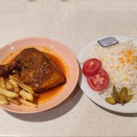 چلو مرغ سرخ شده