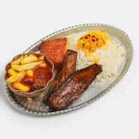 چلو قیمه میکس (سیب زمینی بادمجان )