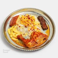 زرشک پلو ران مرغ سرخ شده اقتصادی