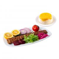 چلو کباب لقمه گوشت زعفرانی