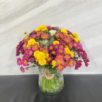 جار گل زرد و بنفش