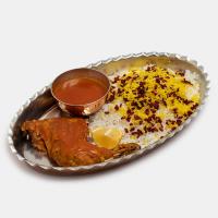 زرشک پلو با مرغ سرخ شده