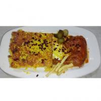 ته چین با ران مرغ سس پز