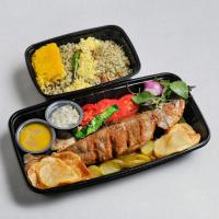 لوبیا پلو با ماهی قزل آلا