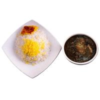 چلو خورشت مخصوص قورمه سبزی با گردن گوسفندی