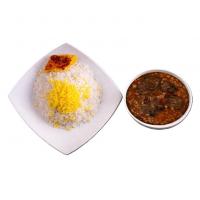 چلو خورشت مخصوص قیمه بادمجان با گردن گوسفندی