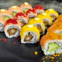 سوشی باکس سالمون نروژی خام و میگو سوخاری اقتصادی (16 تکه)