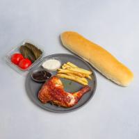 ران مرغ بریان با دورچین