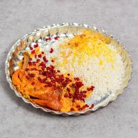 زرشک پلو با مرغ سرخ شده