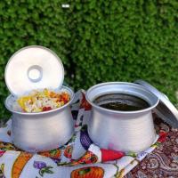 چلو خورشت قورمه سبزی قابلمه‌ای