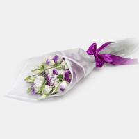 دسته گل میکس لیسینتوس سفید و بنفش