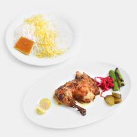 چلو مرغ سرخ شده (ران)