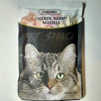 پوچ گربه فنبی مدل pet snack طعم مرغ و خرگوش و صدف ۸۵ گرم