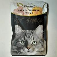 پوچ گربه فنبی مدل pet snack طعم مرغ و کدو حلوایی و روغن ماهی ۸۵ گرم