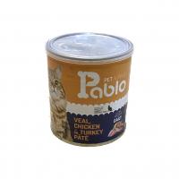 کنسرو گربه پابلو سوپر طعم گوساله و مرغ و بوقلمون ۸۰۰ گرم