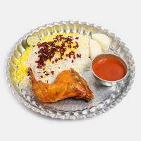 زرشک پلو با مرغ سرخ شده