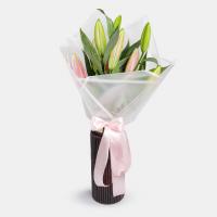 دسته گل لیلوم اورینتال صورتی 2شاخه