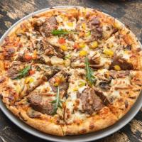 پیتزا استیک کارنه ایتالیایی دو نفره (34 سانتی متری)