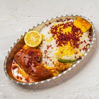 زرشک پلو با مرغ سرخ شده