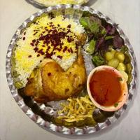 زرشک پلو با مرغ سرخ شده