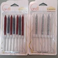 شمع نقره ای و سفید مدادی