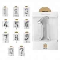 شمع عددی لاکچری نقره ای