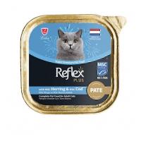 ووم گربه رفلکس پلاس پته Reflex با طعم شاه ماهی و ماهی کاد